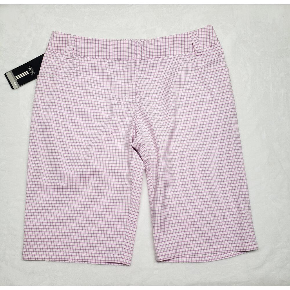 Adidas Plaid Bermuda Golf Shorts Size 6 NWT Tea Rose Pink Preppy Golfcore